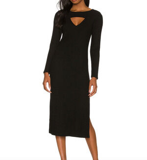 BB Dakota by Steve Madden Love Shrug Long Sleeve Rib Knit Midi Dress Black Small